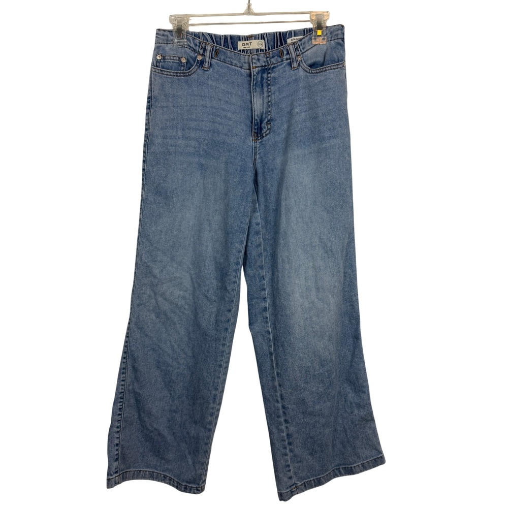 OAT New York Cloud Light Wide Leg Jeans Light Wash Elastic Waist 2/26